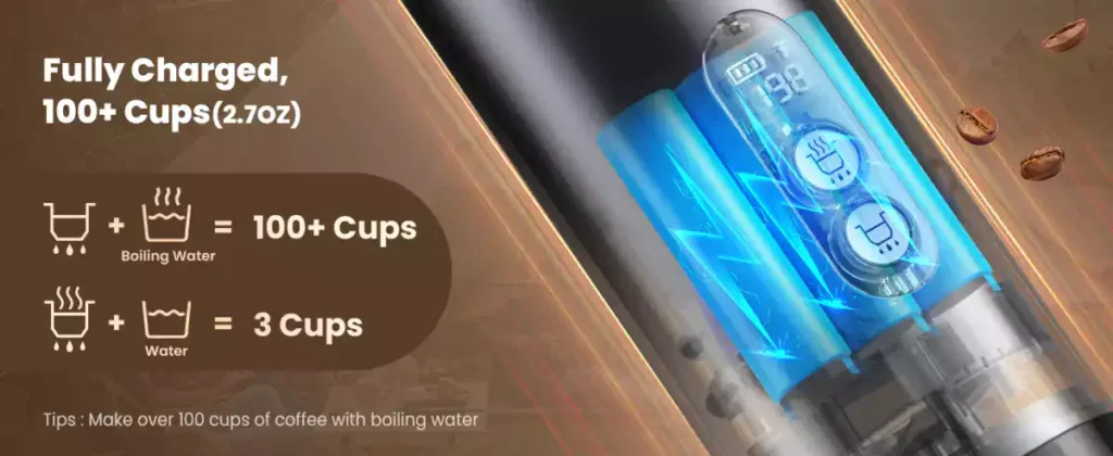 Can make over 100 cups of coffee